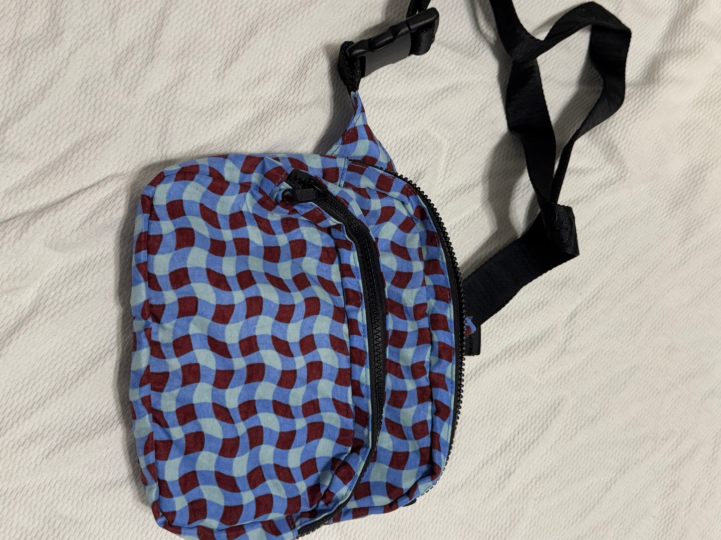 Wavy Gingham Blue Fanny Pack