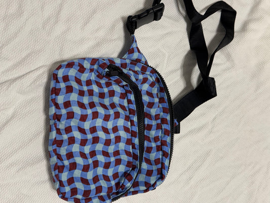 Wavy Gingham Blue Fanny Pack